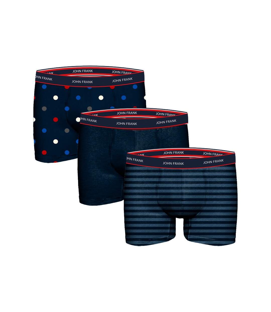 Boxer Homme JOHN FRANK Confort et Qualité en Coton Premium Pack de 3 Boxers JF3BNSB03-1