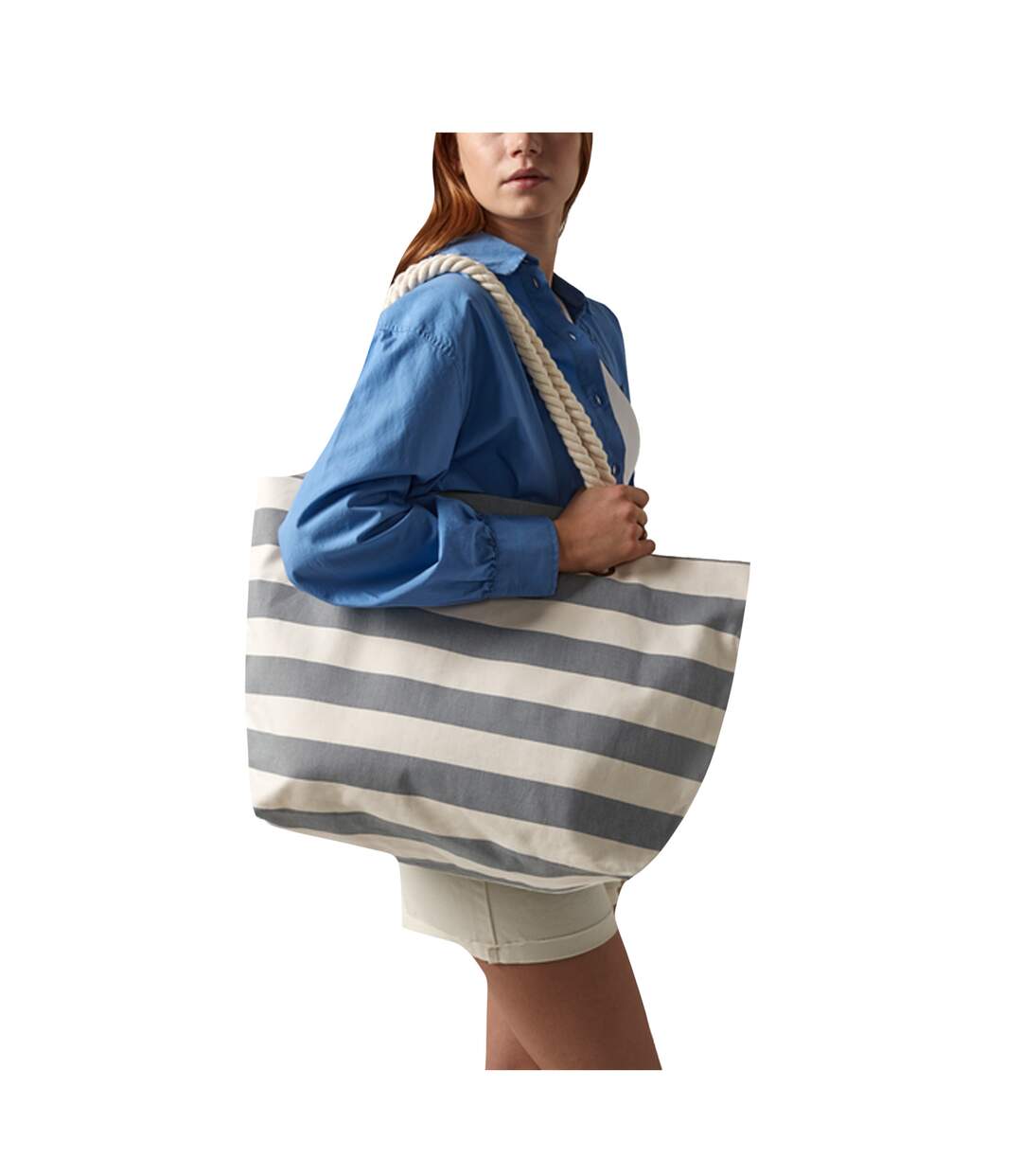Tote Bag Nautical Taille Unique Beige Pâle Gris Westford Mill-1