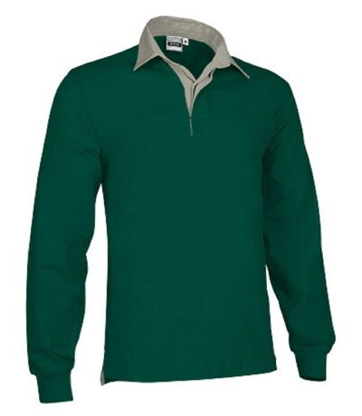 Polo rugby - Homme - réf SCRUM - vert bouteille et beige