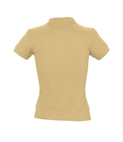 SOLS Womens/Ladies People Pique Short Sleeve Cotton Polo Shirt (Sand)