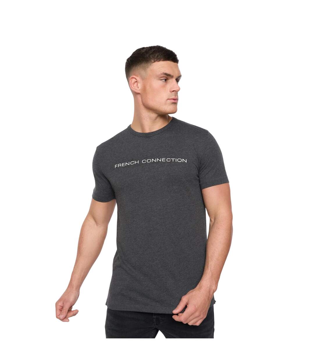 Mens logo t-shirt charcoal melange/white French Connection-1