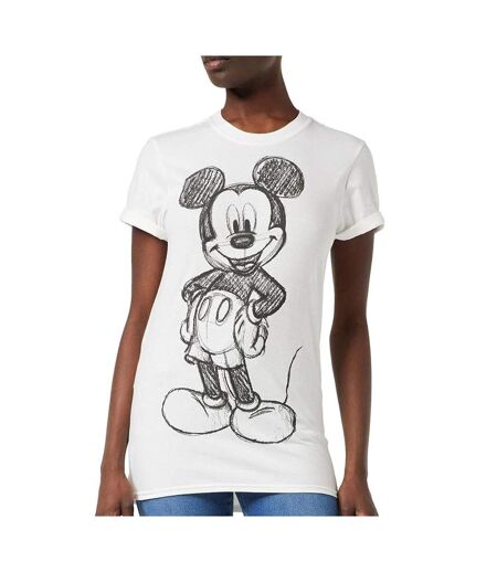 T-Shirt blanc femme disney mickey forward sketch