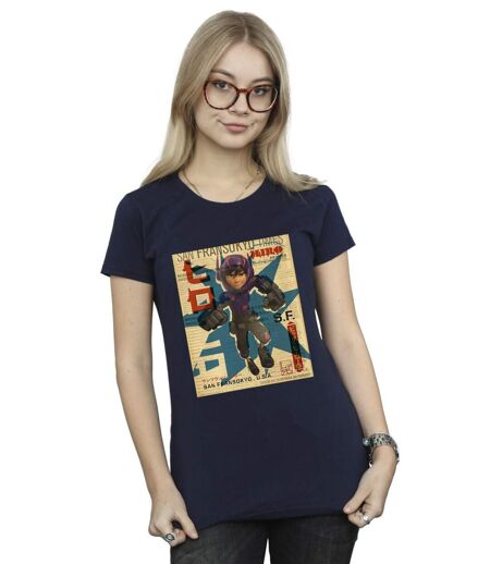 Disney - T-shirt BIG HERO BAYMAX HIRO NEWSPAPER - Femme (Bleu marine) - UTBI13077