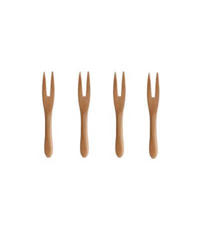 Lot de 4 Fourchettes 2 Dents Eco 9cm Naturel