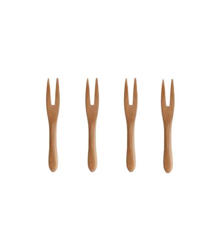 Lot de 4 Fourchettes 2 Dents Eco 9cm Naturel