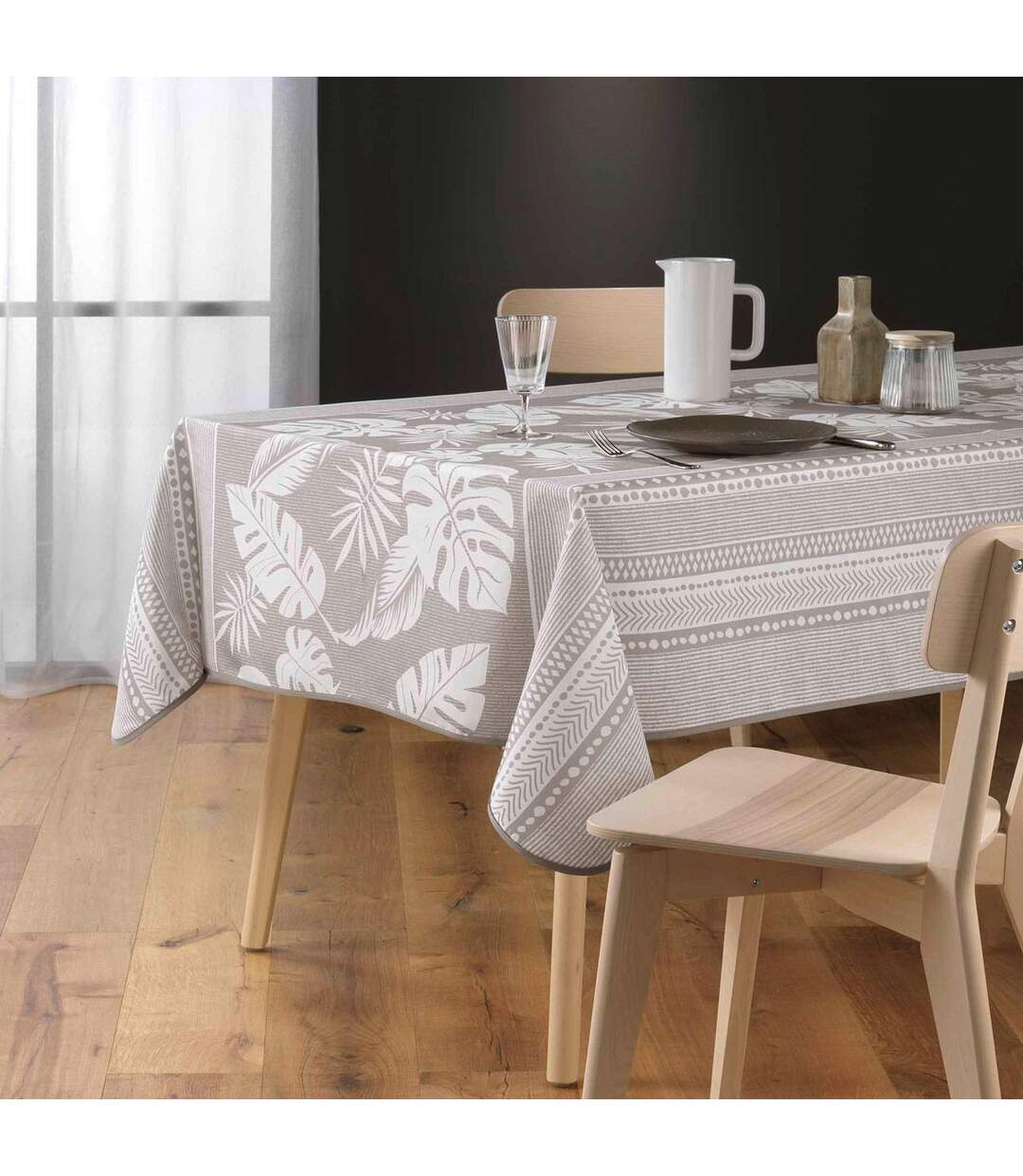 Nappe Antitache Imprimé Ambrine 150x240cm Naturel-3