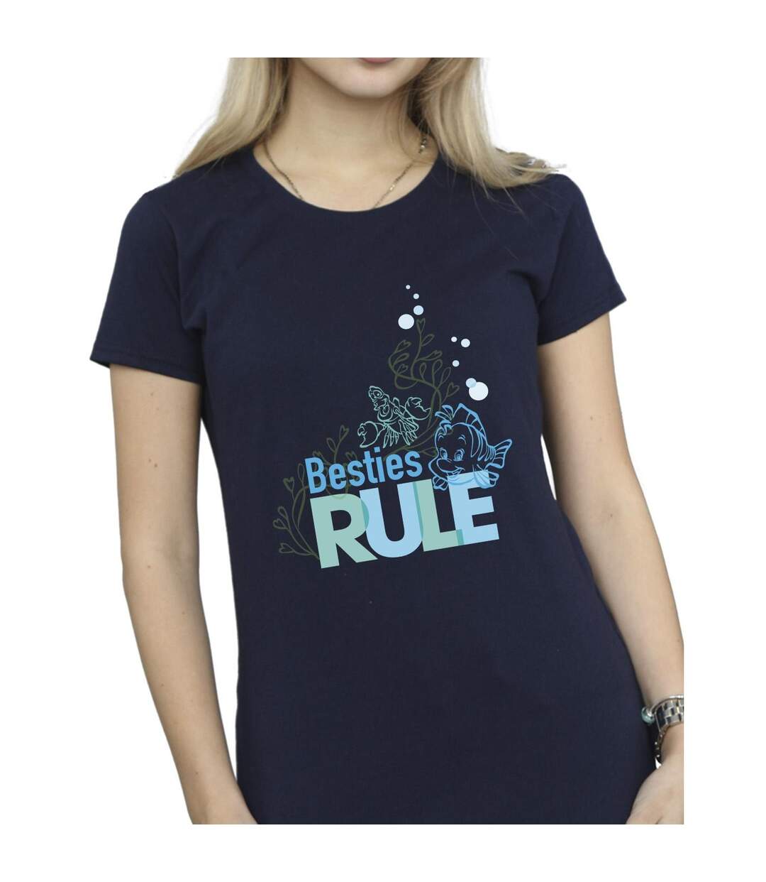 Disney T-shirt en coton Womens/Ladies The Little Mermaid Besties (Bleu marine) - UTBI26400-3