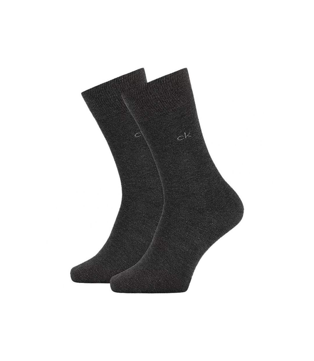 CALVIN KLEIN Lot 2 paires de Chaussettes Homme Coton CASUAL Gris Foncé-1