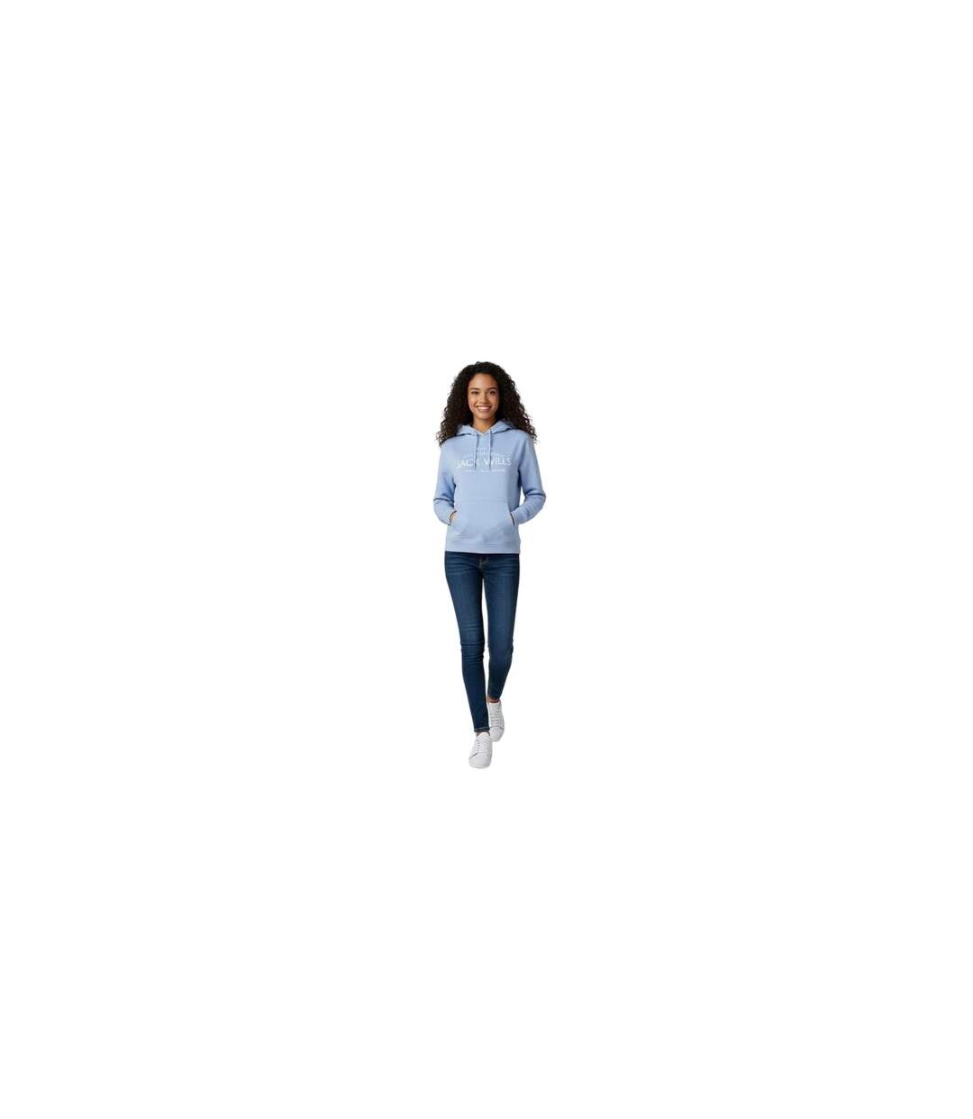 Womens/ladies Graphic Logo Hoodie Soft Blue Jack Wills-1