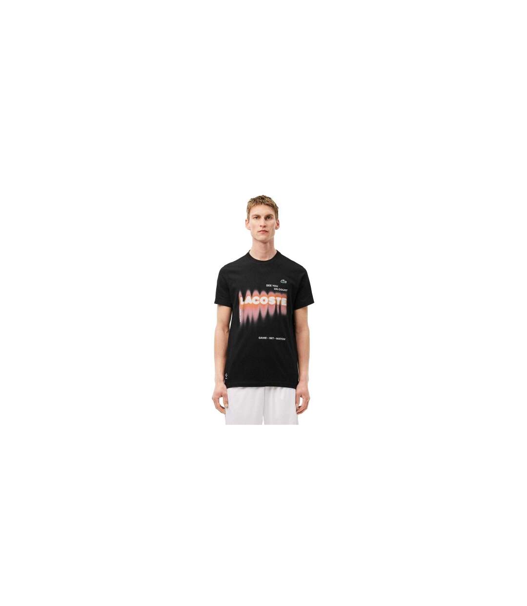 T-shirt Motif/style Logo Daniil Medvedev Homme Noir Lacoste-1