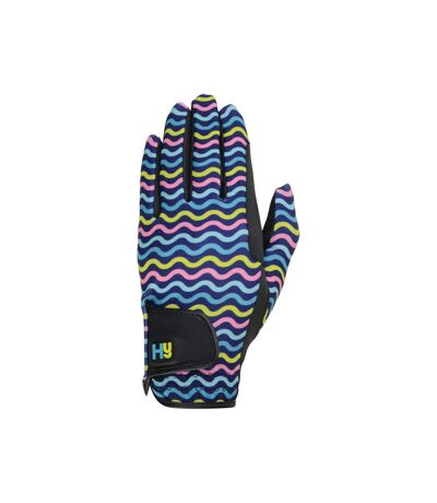 Hy5 Unisex Lightweight Printed Riding Gloves (Black/Yellow/Teal/Pink)