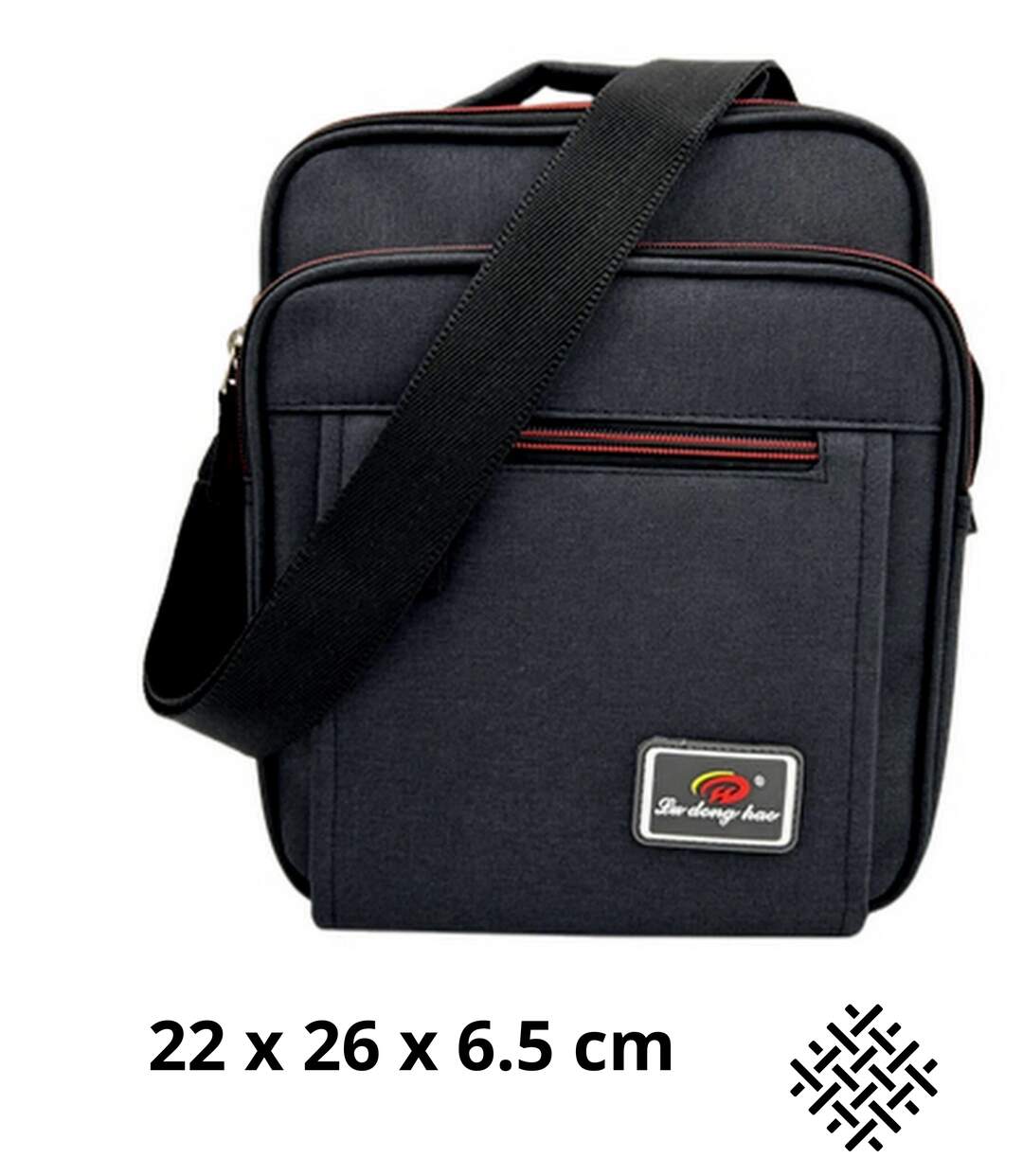 Sacoche bandoulière homme multi-poches en toile noire -  Asynthétique, compacte-1