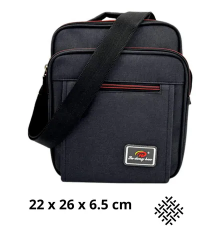 Sacoche bandoulière homme multi-poches en toile noire -  Asynthétique, compacte