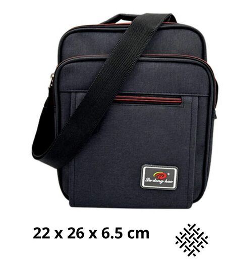 Sacoche bandoulière homme multi-poches en toile noire -  Asynthétique, compacte