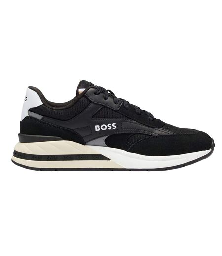 Mens Kurt Leather Running Trainers Black Boss