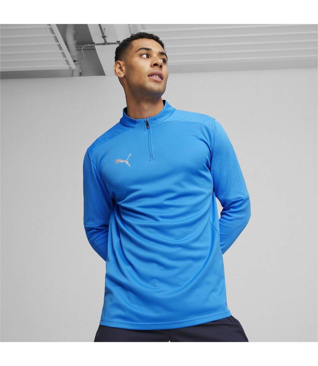 Mens Teamfinal Quarter Zip Training Fleece Top Blue Puma-3
