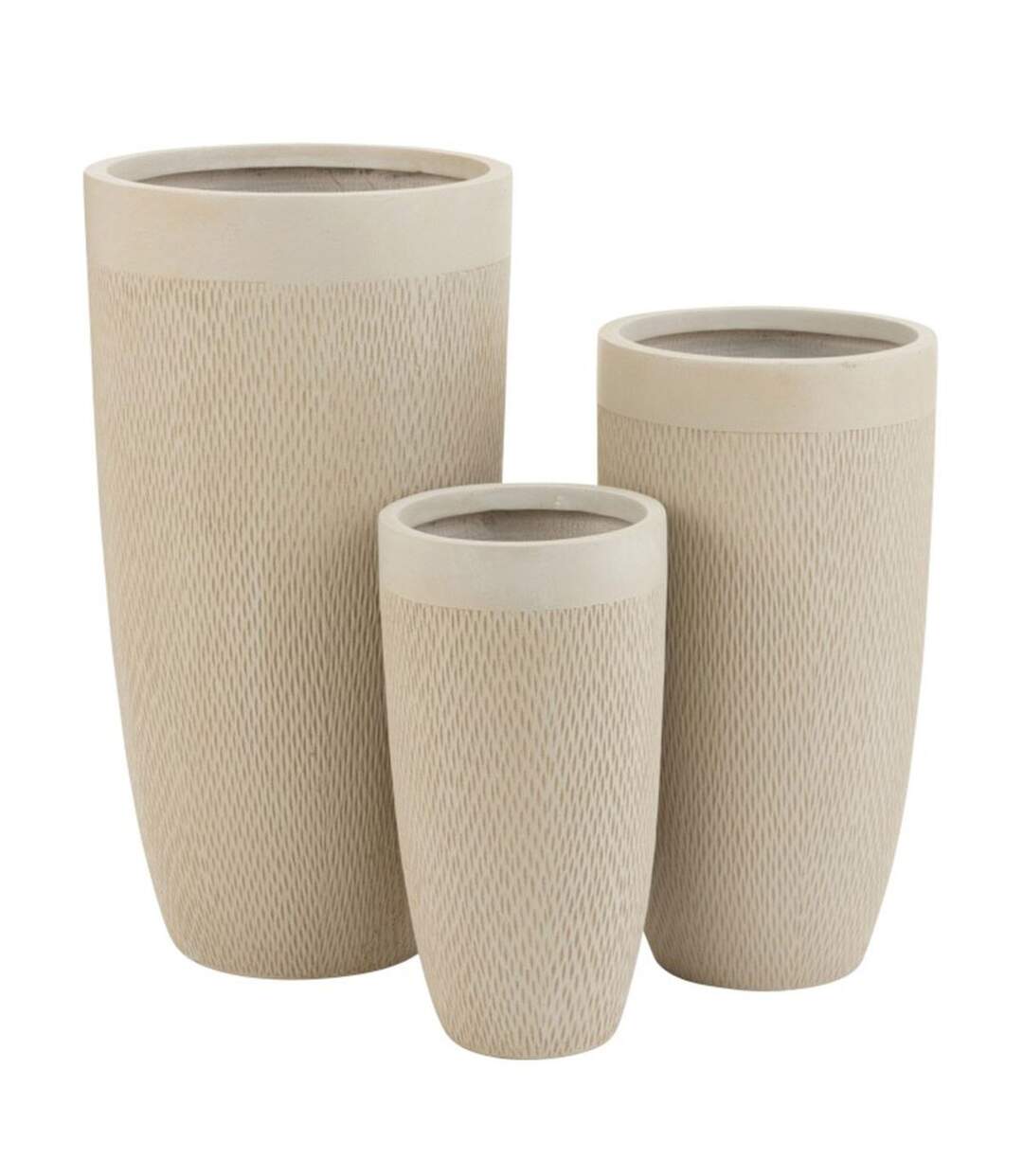 Lot de 3 Vases Ronds Design Argile 72cm Beige-1