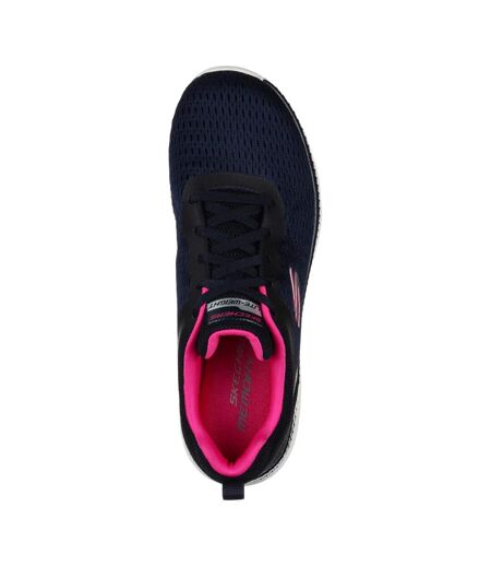 Womens/ladies bountiful quick path plain trainers navy/hot pink Skechers