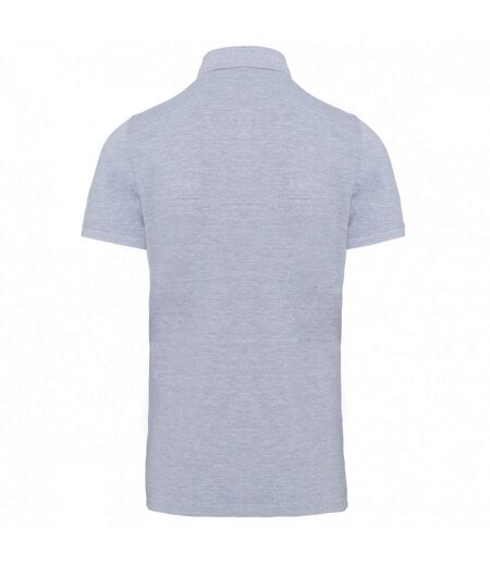 Mens Piqué Stud Front Polo Shirt Oxford Grey Kariban