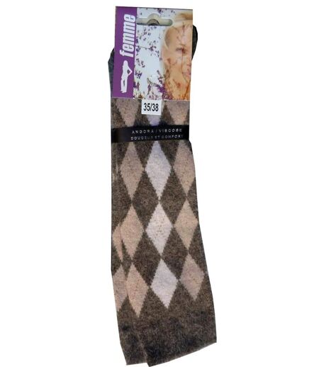 Mayflower CHO741 : Chaussettes mi-bas en angora marron pour une chaleur absolue