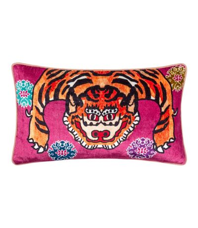 Year of the tiger velvet cushion cover 50cm x 30cm pink Furn