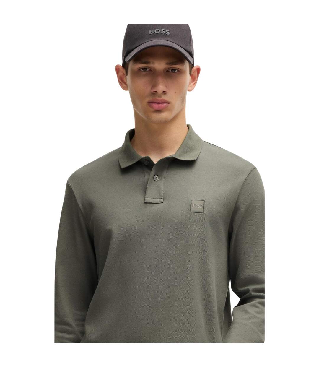 Polo Manches Longues Motif/style Logo Passerby Homme Gris Boss-4