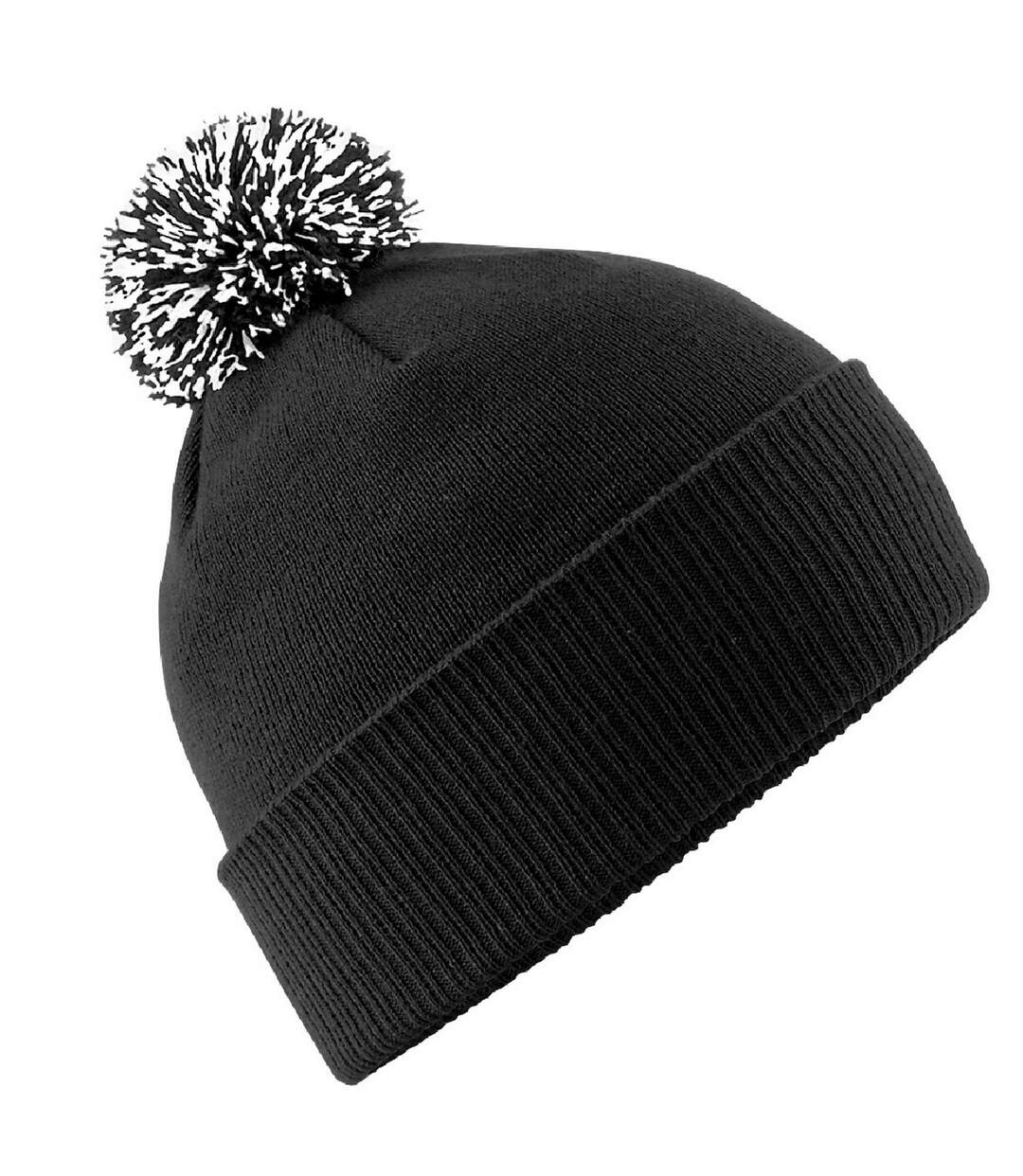 Adultes Bonnet Unisexe Snowstar Noir Blanc Beechfield-1