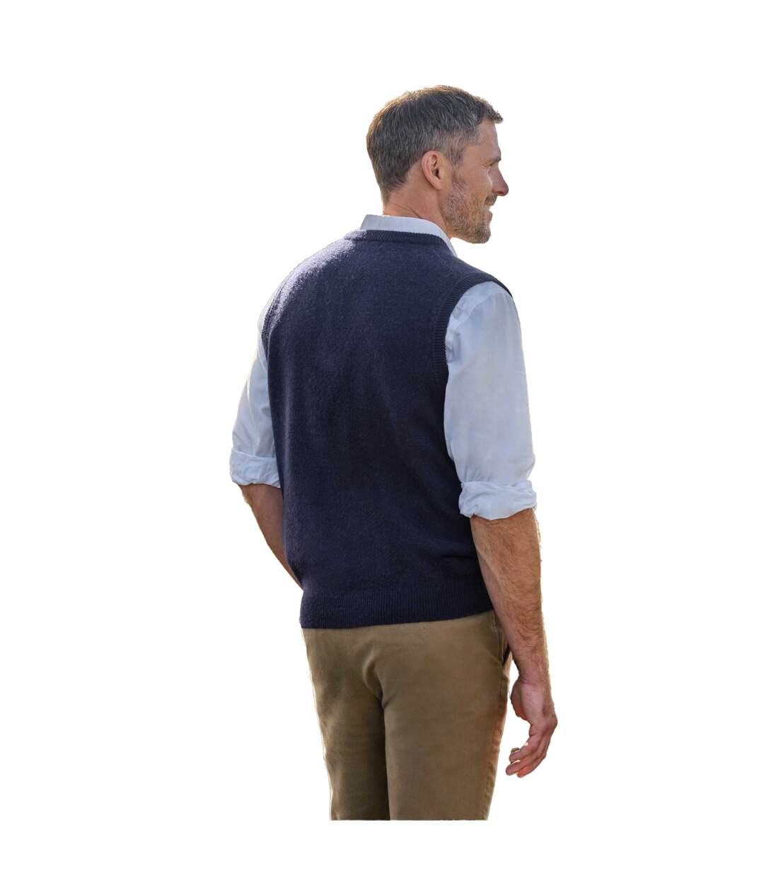 Mens V Neck Sleeveless Pullover Pull Sans Manches À Col En V Bleu Marine WoolOvers-2