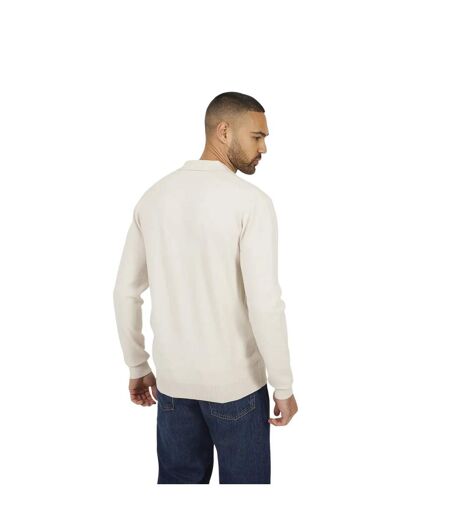 Mens Trophy Long-sleeved Polo Shirt Cream Brave Soul