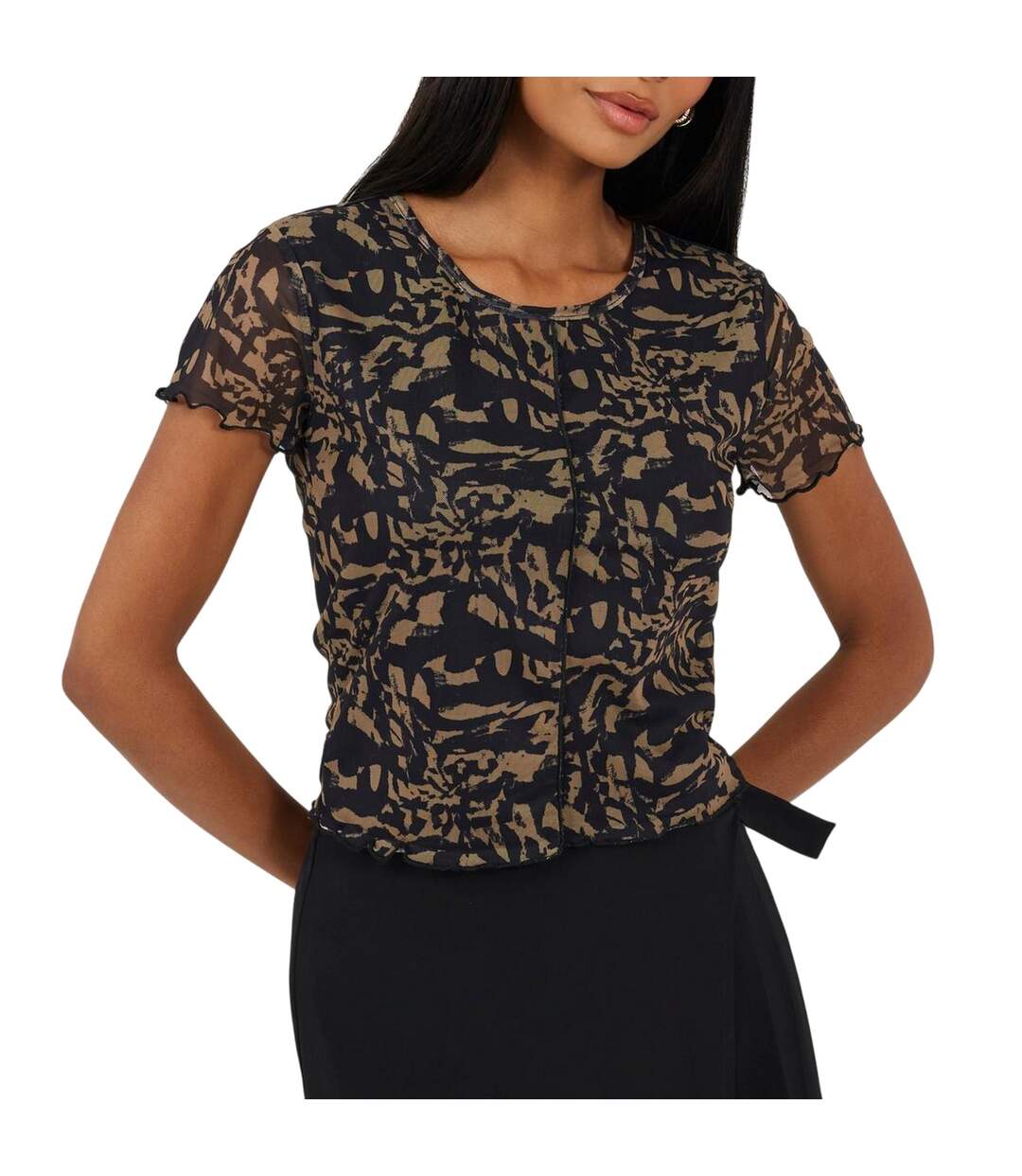 Haut Court Femme Beige Noir Brave Soul-2