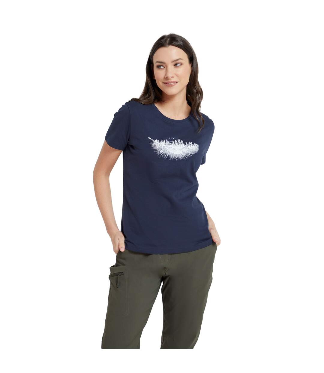 Womens/ladies feather organic cotton t-shirt navy Mountain Warehouse-4