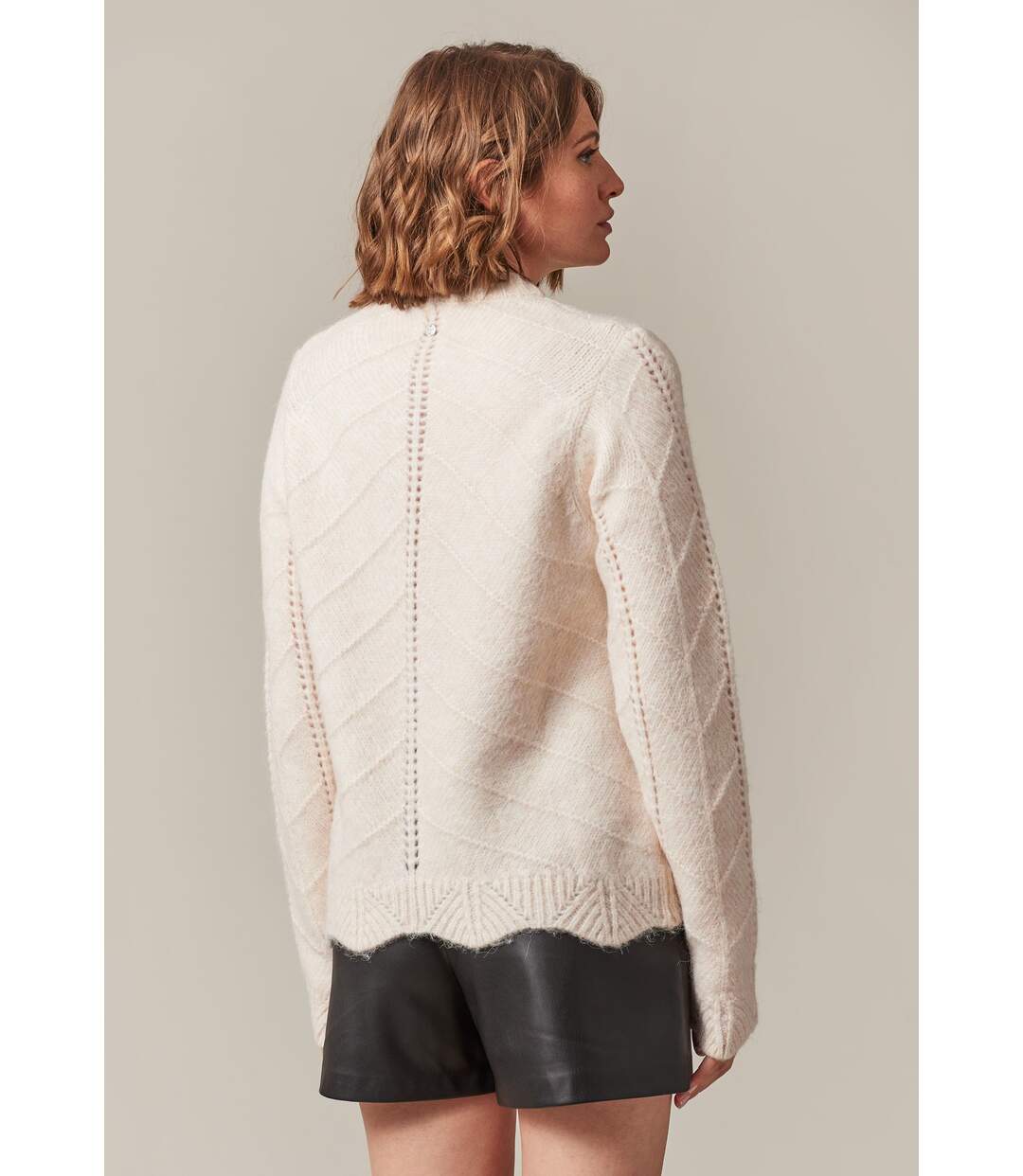 Pull ajouré avec finitions ondulées pour femme GALITA