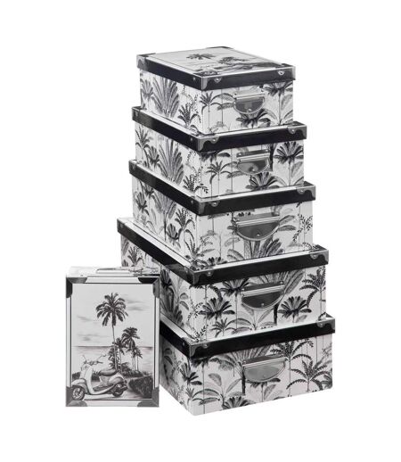 Lot de 6 Boîtes de Rangement Dolce Vita 48cm Noir & Blanc