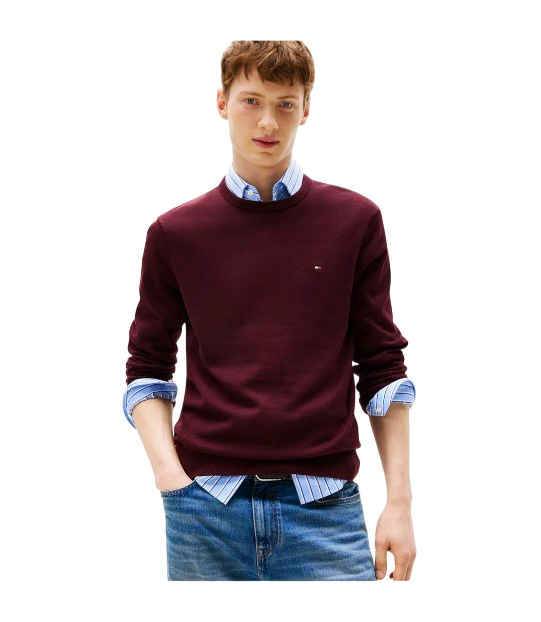 Pull Homme Bordeaux Foncé Tommy Hilfiger-1