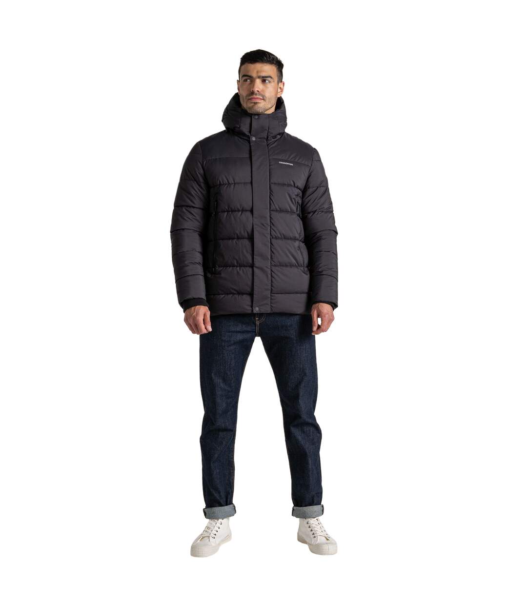 Mens sutherland hooded insulated jacket black Craghoppers-4