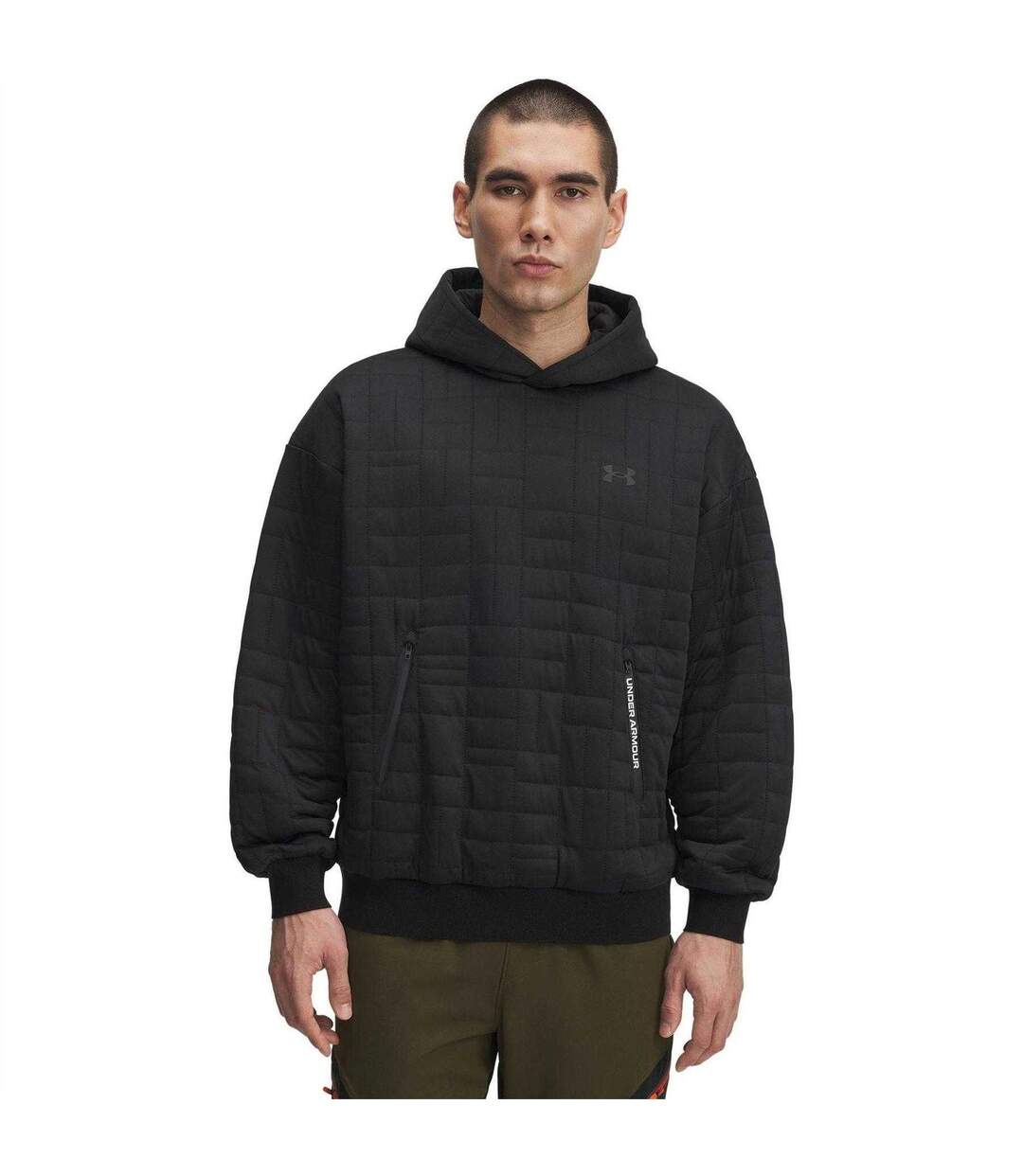 Mens Unstoppable Quilted Pullover Hoodie Black Under Armour-1