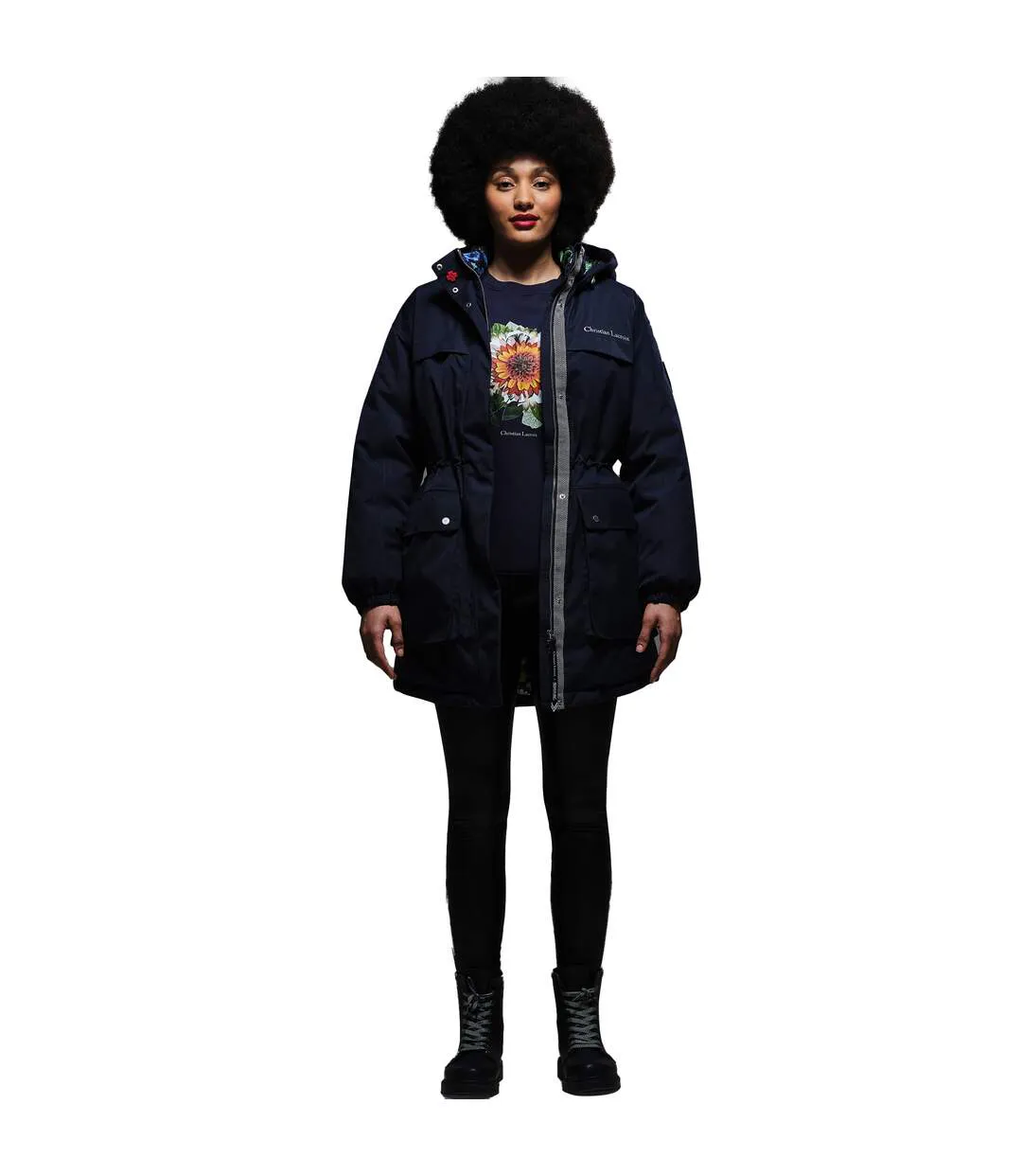 Womens/ladies Christian Lacroix Cailar Logo Longline Waterproof Jacket Navy Marl Regatta-1