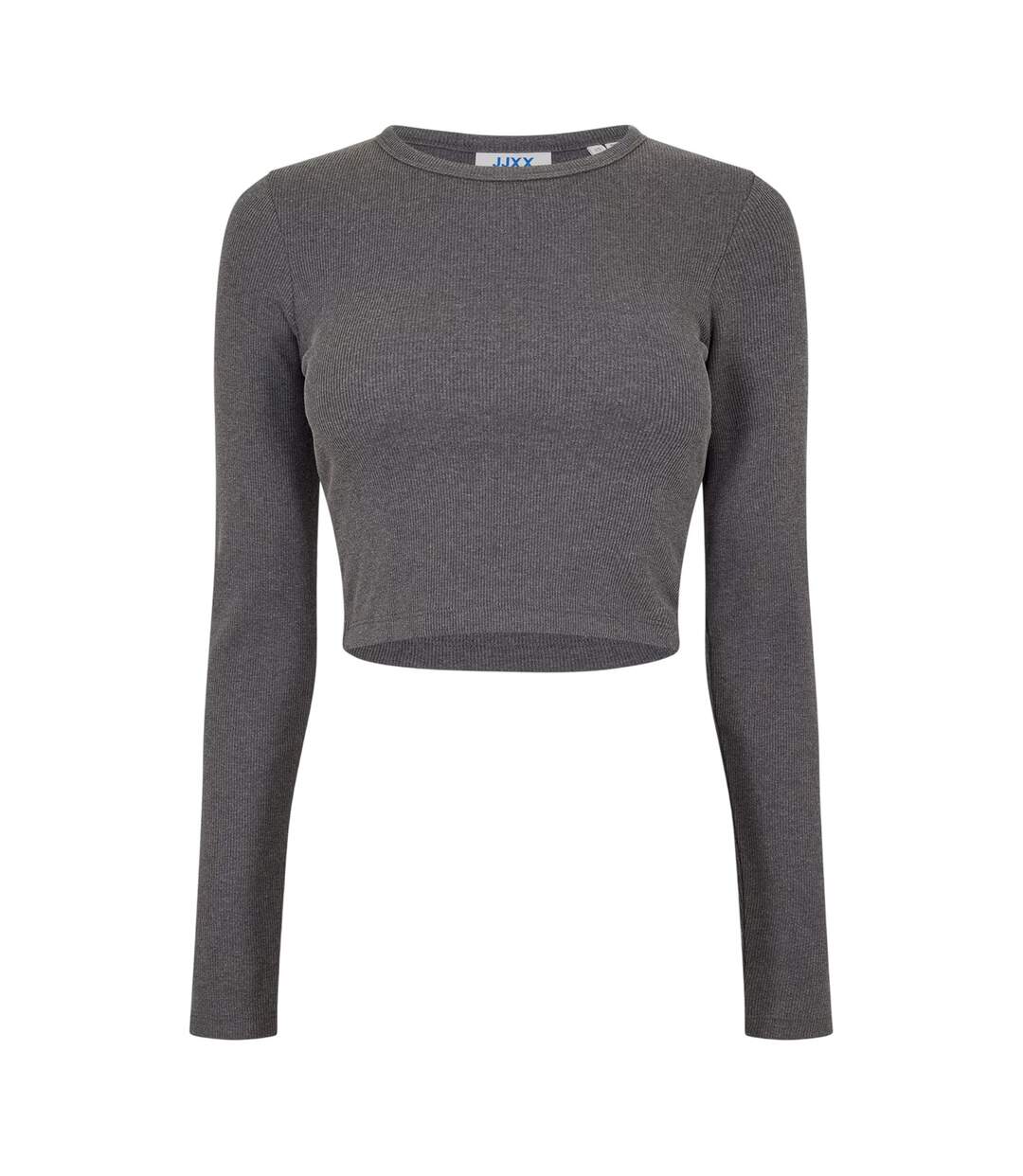 T-shirt Court Manches Longues Feline Femme Gris Foncé Chiné JJXX-2