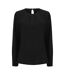 Henbury Womens/Ladies Yarn Pleat Front Long-Sleeved Blouse (Black) - UTRW9332