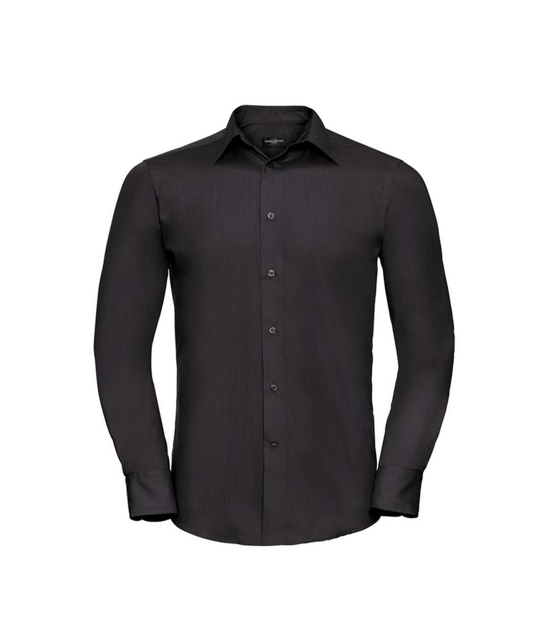 Mens poplin tailored long-sleeved shirt black Russell Collection