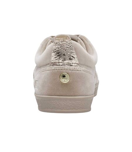 Womens/ladies Metallic Suede Trainers Mushroom Steve Madden
