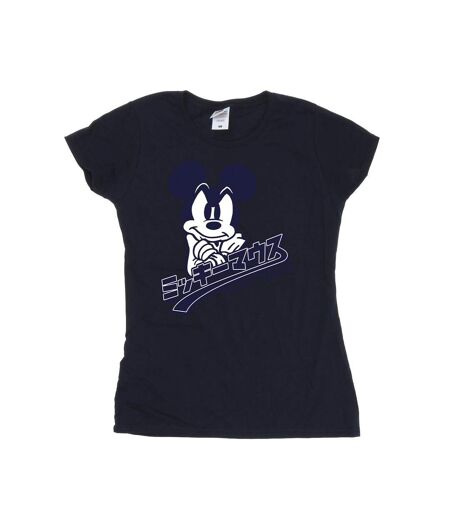 Disney T-shirt en coton japonais Mickey Mouse Femme/Femme (Bleu marine) - UTBI33233