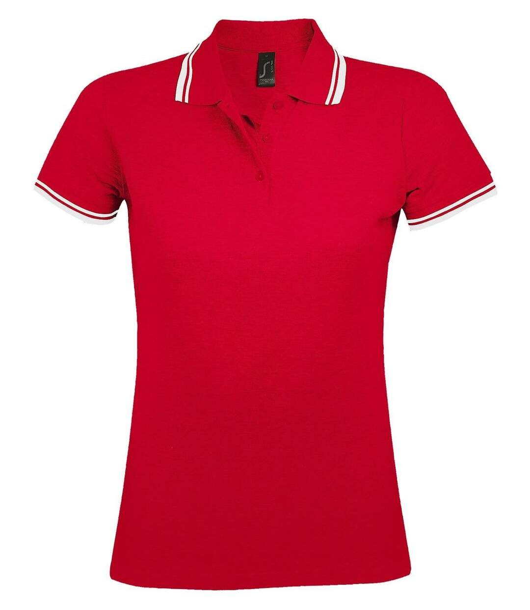 Polo femme - 00578 - rouge et blanc