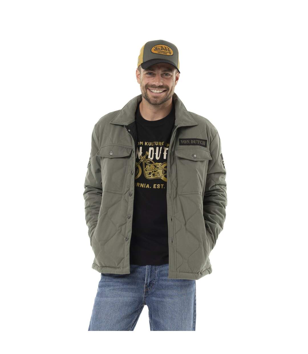 Veste militaire homme en coton avec surpiqûres et patchs Harper Vondutch-1