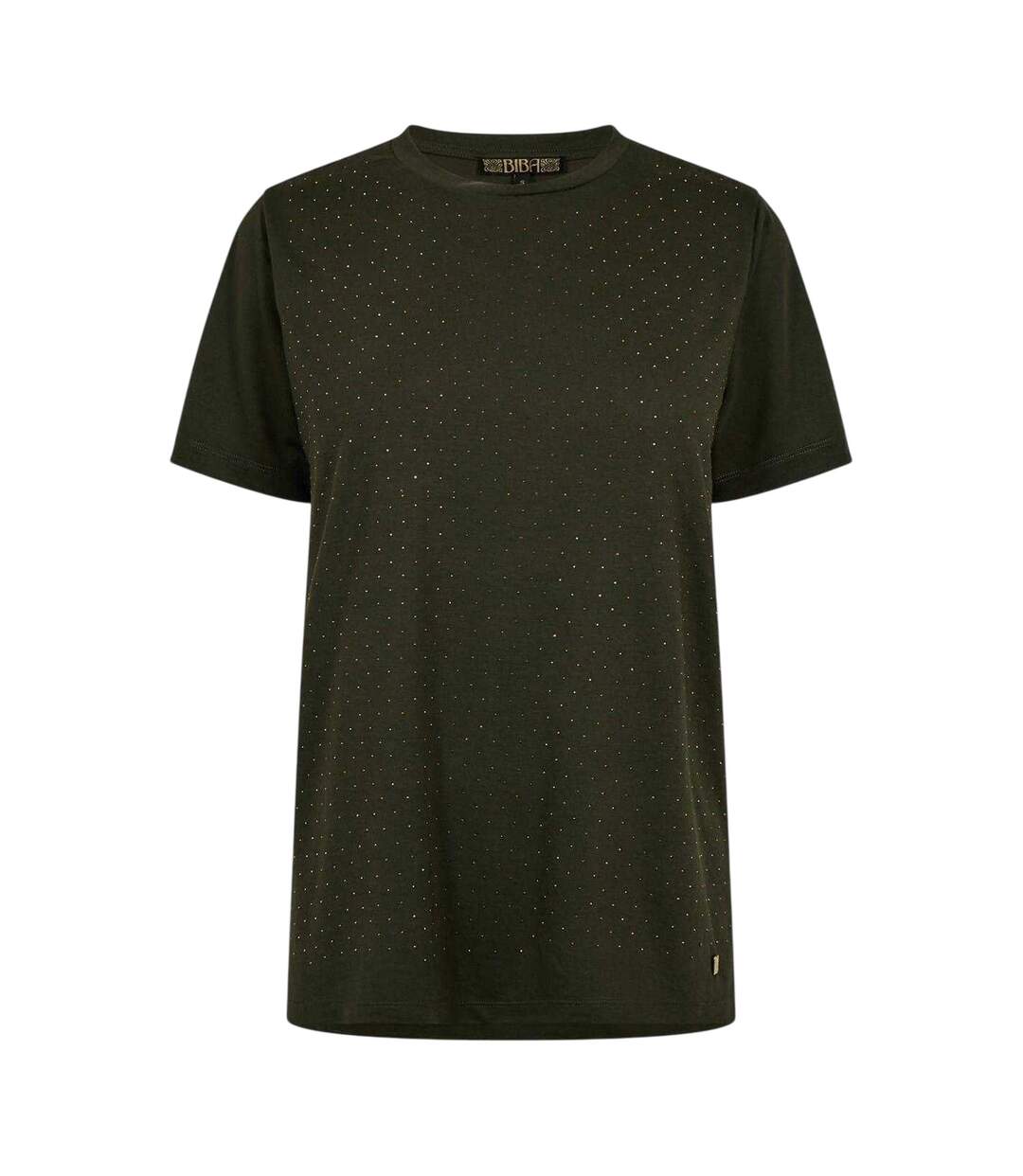 Womens/ladies Diamante T-shirt Khaki Green Biba-2