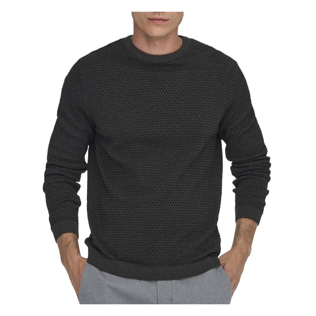 Pull Gris Foncé Homme Only & Sons Tapa Reg 12 - L-1