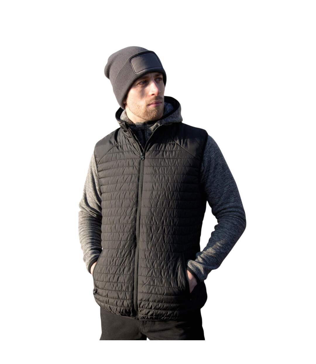 Veste Sans Manches Homme Noir Result Genuine Recycled-1