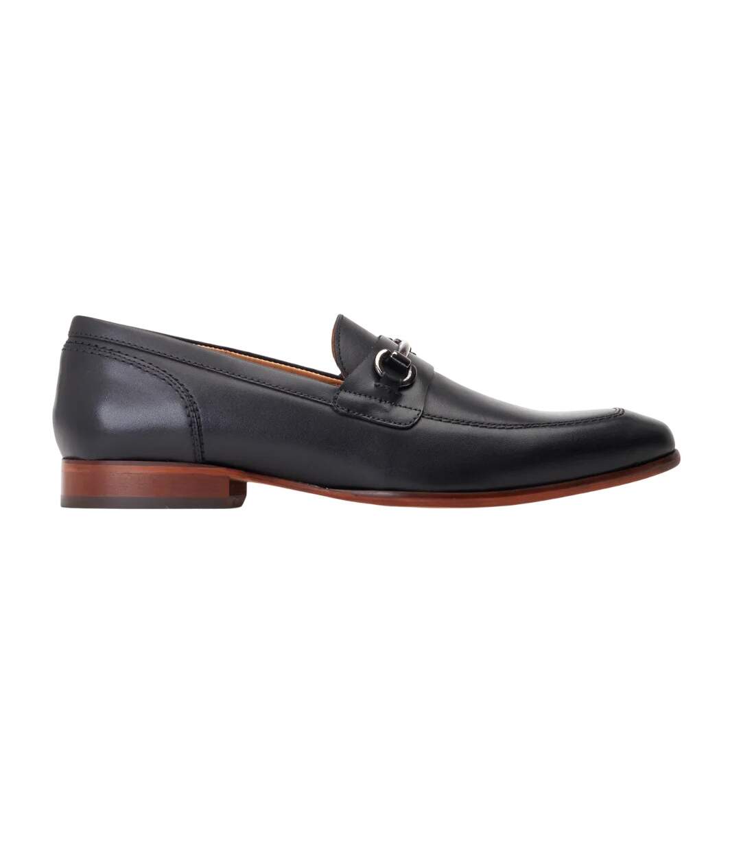 Mens Russo Buckle Leather Loafers Black Base London-3