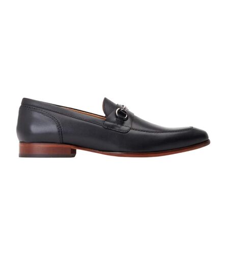 Mens Russo Buckle Leather Loafers Black Base London