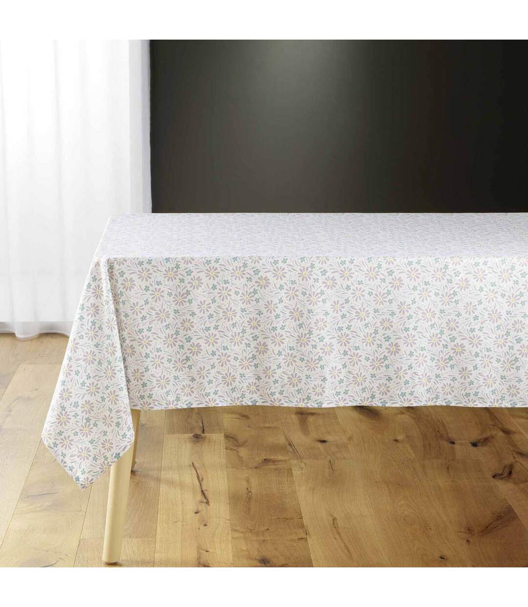 Nappe Microfibre Imprimé Florelle 140x240cm Taupe-1